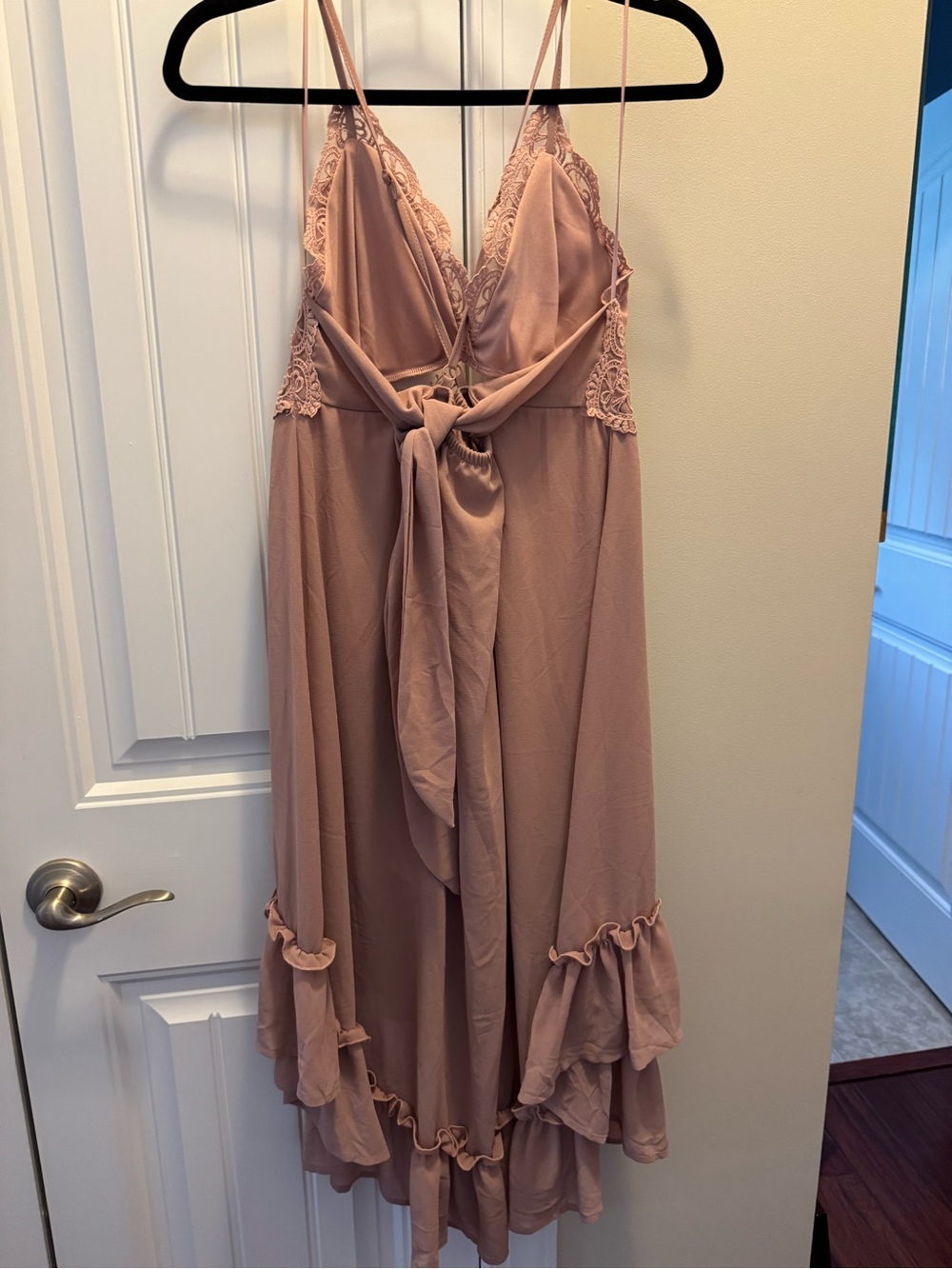 Dusty Rose Lace-Trim High-Low Dress - Picture 2 of 6